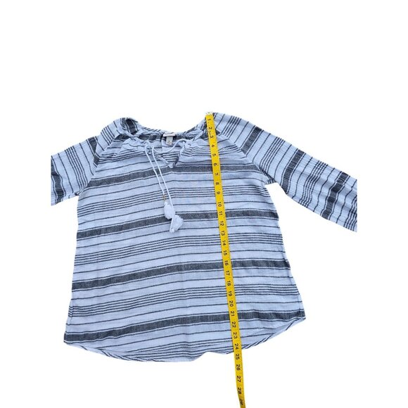 Striped Long-Sleeve Tassel Blouse By Merona S - Picture 4 of 5